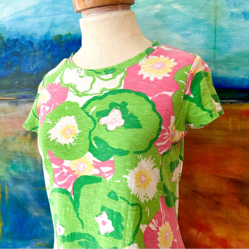 Lilly Pulitzer Womens Pink & Green Floral T-Shirt Dress Beach Cover Up - Picture 4 of 6